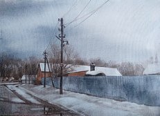 Water colours, coloured pencils on paper