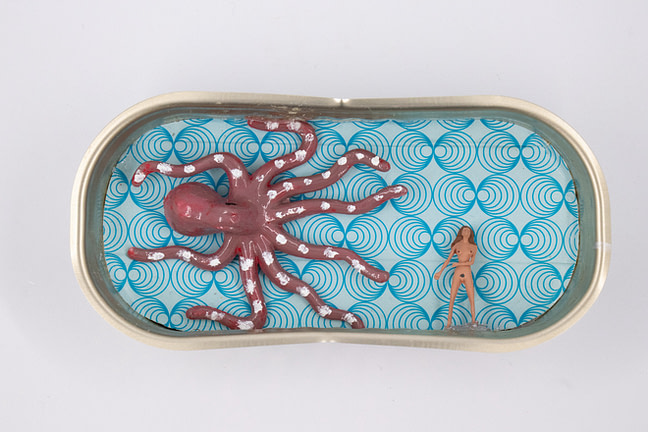italian mixed media in sardine can