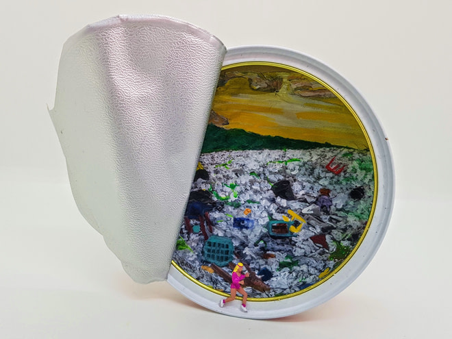 italian mixed media in sardine can
